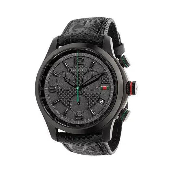Shop Authentic Gucci G Timeless Quartz Chronograph Black Dial Black Leather Strap Watch For Men - YA126244 - Luxxuri