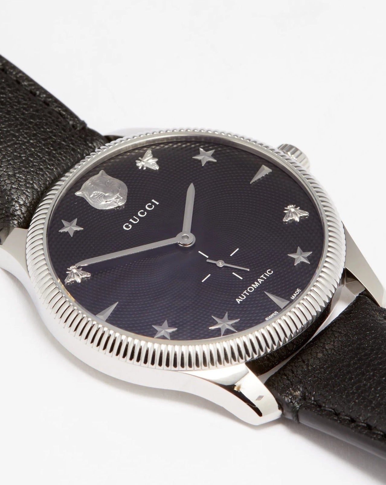 Shop Authentic Gucci G Timeless Automatic Blue Dial Black Leather Strap Watch For Men - YA126347 - Luxxuri