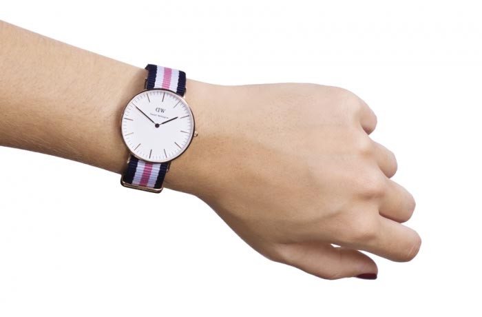 Shop Authentic Daniel Wellington Classic South Hampton White Dial Two Tone Nylon Strap Watch For Women - DW00100034 - Luxxuri