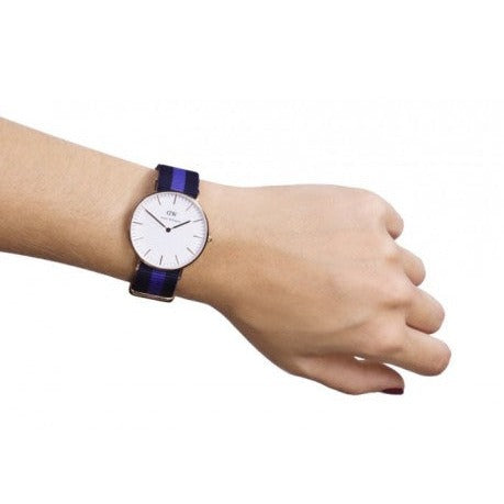 Shop Authentic Daniel Wellington Classic Swansea White Dial Two Tone Nylon Strap Watch For Women - 0504DW - Luxxuri