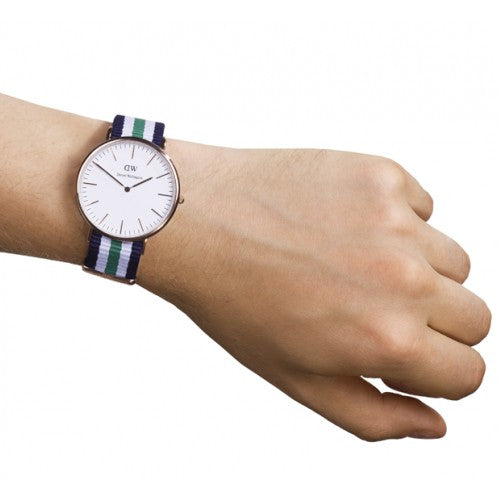 Shop Authentic Daniel Wellington Classic Nottingham White Dial Two Tone NATO Strap Watch For Men - 0108DW - Luxxuri