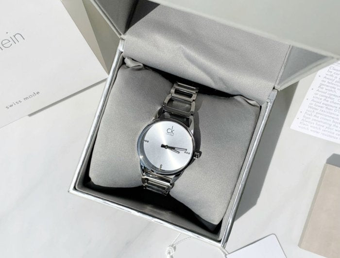 Shop Authentic Calvin Klein Dainty Diamonds Silver Dial Sliver Steel Strap Watch for Women - K7L2314T - Luxxuri