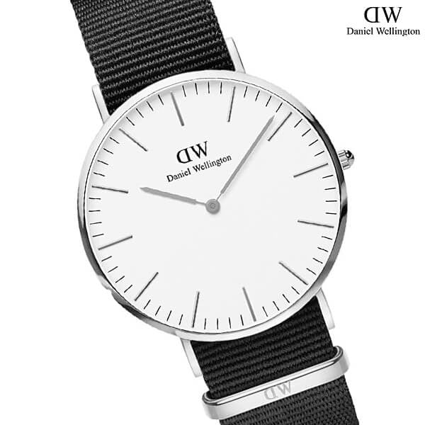 Shop Authentic Daniel Wellington Classic Cornwall White Dial Black Nylon Strap Watch For Men - DW00100258 - Luxxuri