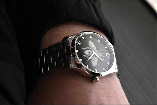Shop Authentic Gucci G Timeless Quartz Black Dial Silver Steel Strap Watch For Women - YA1264136 - Luxxuri