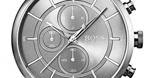 Hugo Boss Architectural Grey Dial Grey Leather Strap Watch for Men - 1513570