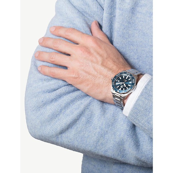 Tag Heuer Aquaracer Blue Dial Quartz Silver Steel Strap Watch for Men - WAY111C.BA0928
