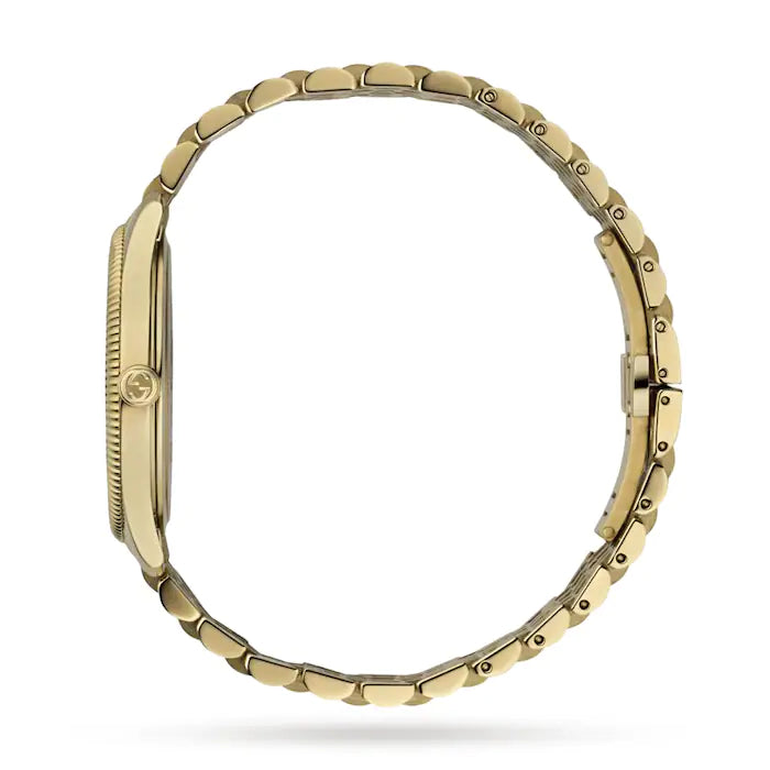 Shop Authentic Gucci G Timeless Quartz Silver Dial Gold Steel Strap Watch For Women - YA1264155 - Luxxuri