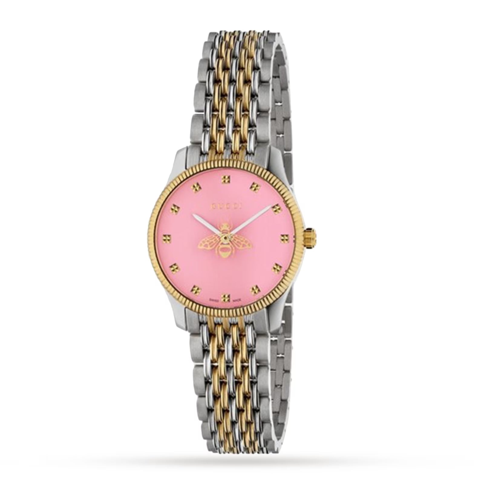 Shop Authentic Gucci G Timeless Quartz Pink Dial Two Tone Steel Strap Watch For Women - YA1265030 - Luxxuri