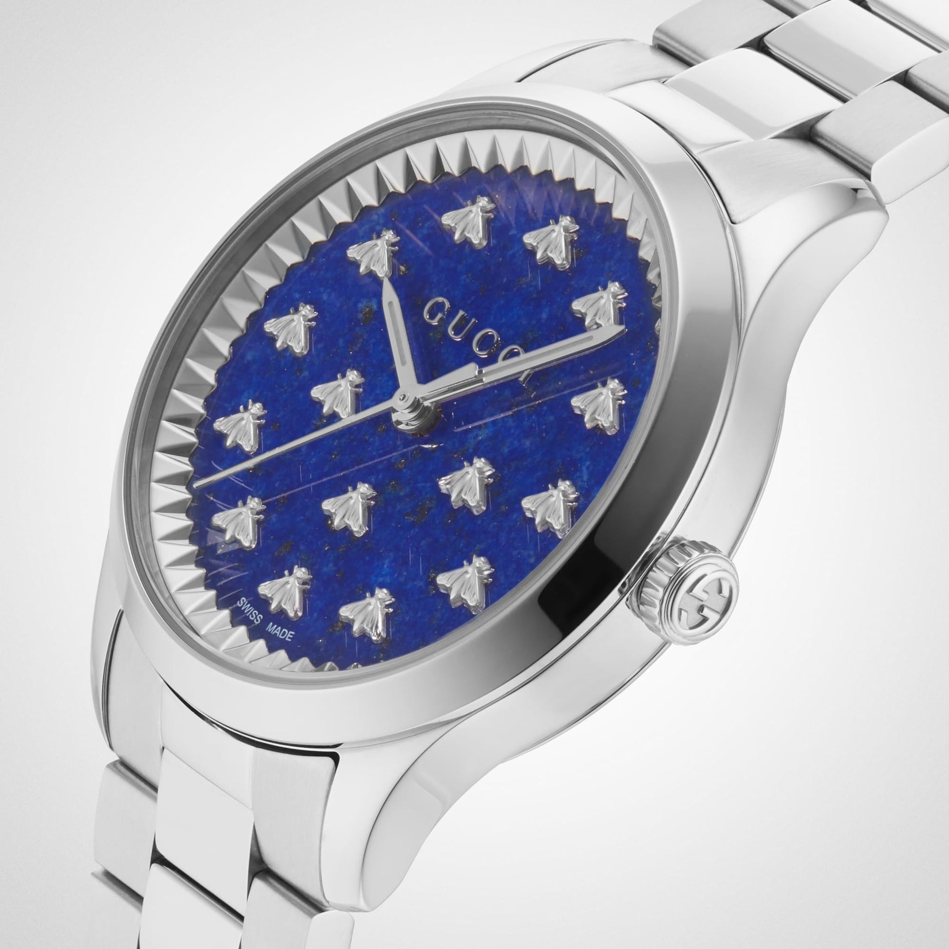 Shop Authentic Gucci G Timeless Quartz Blue Dial Silver Steel Strap Watch for Women - YA1265043 - Luxxuri