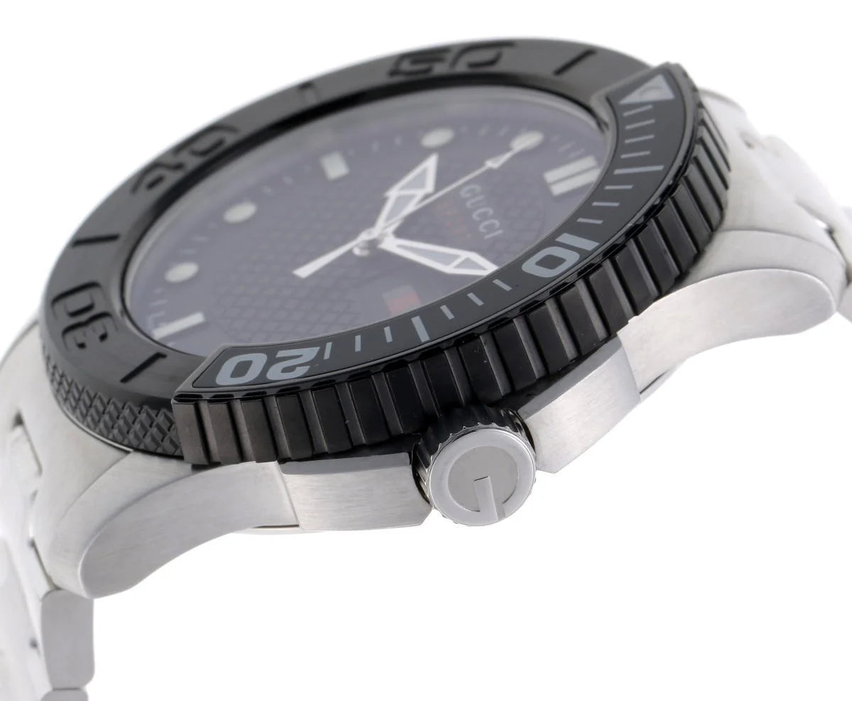 Shop Authentic Gucci G Timeless Black Dial Silver Steel Strap Watch For Men - YA126249 - Luxxuri