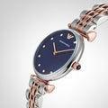 Shop Authentic Emporio Armani Gianni T Bar Crystal Blue Dial Two Tone Steel Strap Watch For Women - AR11092 - Luxxuri