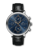 Shop Authentic IWC Portofino Chronograph Blue Dial Black Leather Strap Watch for Men - IW391036 - Luxxuri