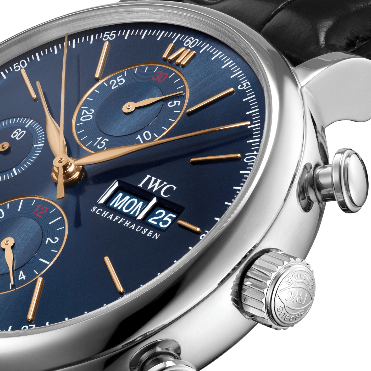 Shop Authentic IWC Portofino Chronograph Blue Dial Black Leather Strap Watch for Men - IW391036 - Luxxuri
