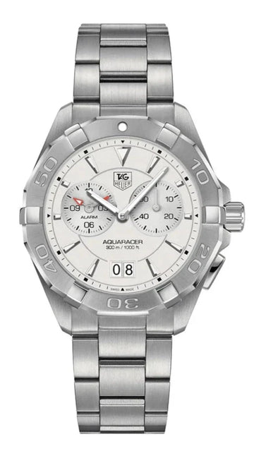 Shop Authentic Tag Heuer Aquaracer Chronograph White Dial Silver Steel Strap Watch for Men - WAY111Y.BA0928 - Luxxuri