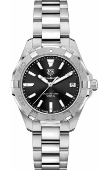 Shop Authentic Tag Heuer Aquaracer Black Dial Silver Steel Strap Watch for Women - WBD1310.BA0740 - Luxxuri