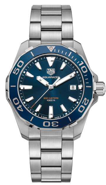 Shop Authentic Tag Heuer Aquaracer Blue Dial Quartz Silver Steel Strap Watch for Men - WAY111C.BA0928 - Luxxuri