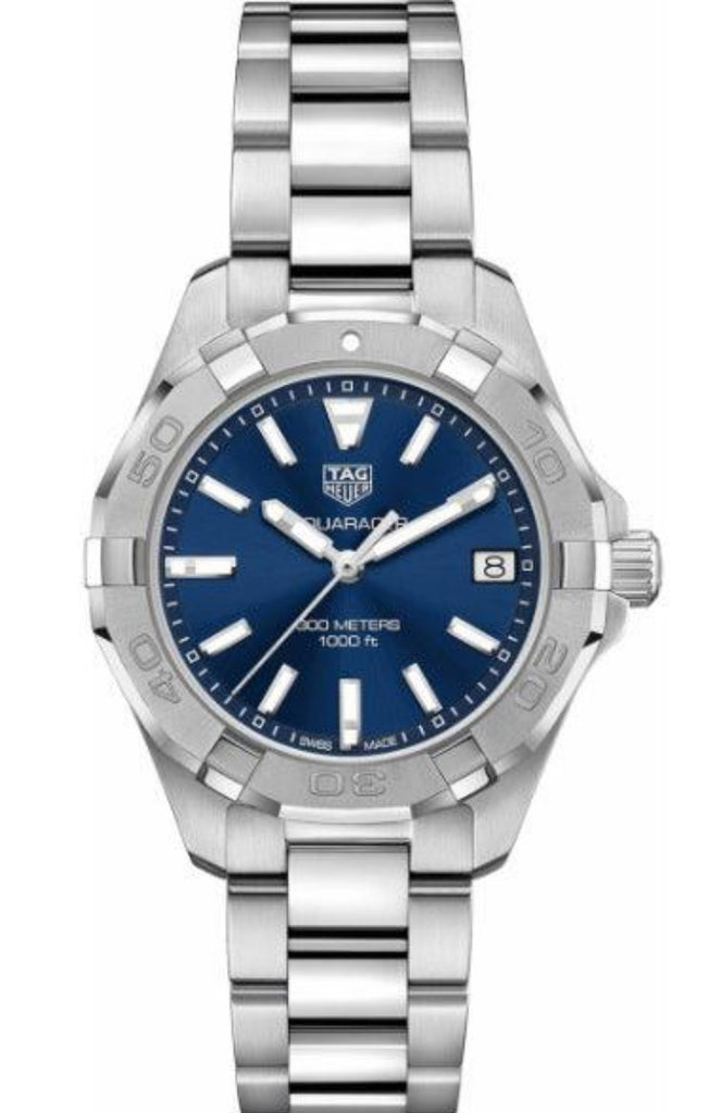 Shop Authentic Tag Heuer Aquaracer Quartz Blue Dial Silver Steel Strap Watch for Women - WBD1312.BA0740 - Luxxuri