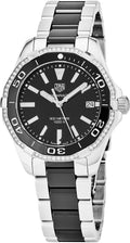 Shop Authentic Tag Heuer Aquaracer Quartz Diamonds Black Dial Two Tone Steel Strap Watch for Women - WAY131G.BA0913 - Luxxuri