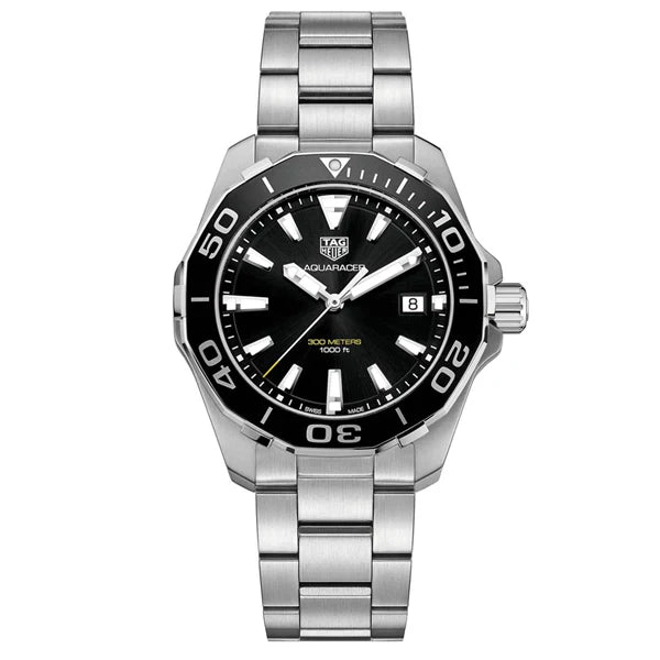 Shop Authentic Tag Heuer Aquaracer Black Dial Silver Steel Strap Watch for Men - WAY111A.BA0928 - Luxxuri
