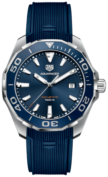 Shop Authentic Tag Heuer Aquaracer Quartz Blue Dial Blue Rubber Strap Watch for Men - WAY101C.FC6153 - Luxxuri