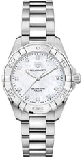 Shop Authentic Tag Heuer Aquaracer Diamonds White Mother of Pearl Dial Silver Steel Strap Watch for Women - WBD1314.BA0740 - Luxxuri