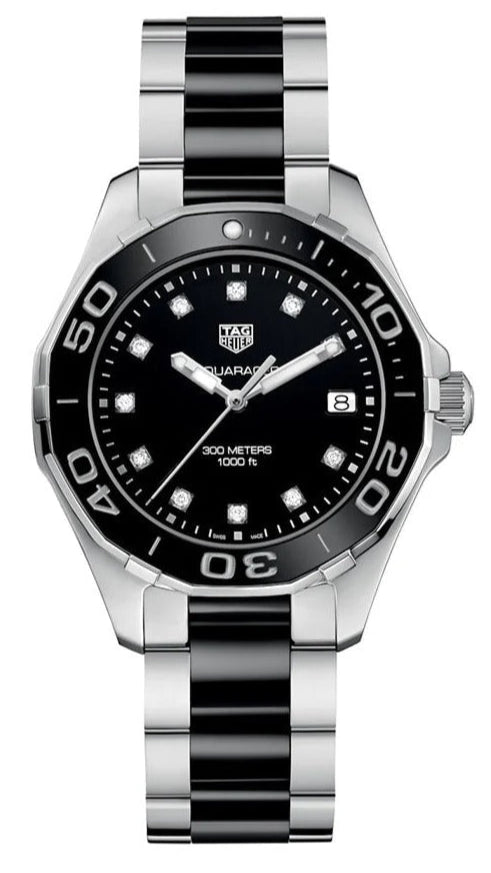 Shop Authentic Tag Heuer Aquaracer Quartz Black Dial Two Tone Steel Strap Watch for Women - WAY131C.BA0913 - Luxxuri