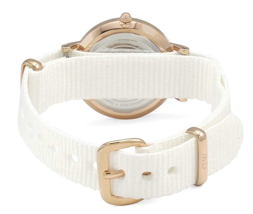 Shop Authentic Daniel Wellington Petite Dover Quartz White Dial White NATO Strap Watch For Women - DW001000313 - Luxxuri