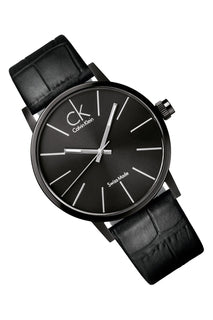 Shop Authentic Calvin Klein Post Minimal Black Dial Black Leather Strap Watch for Men - K7621401 - Luxxuri