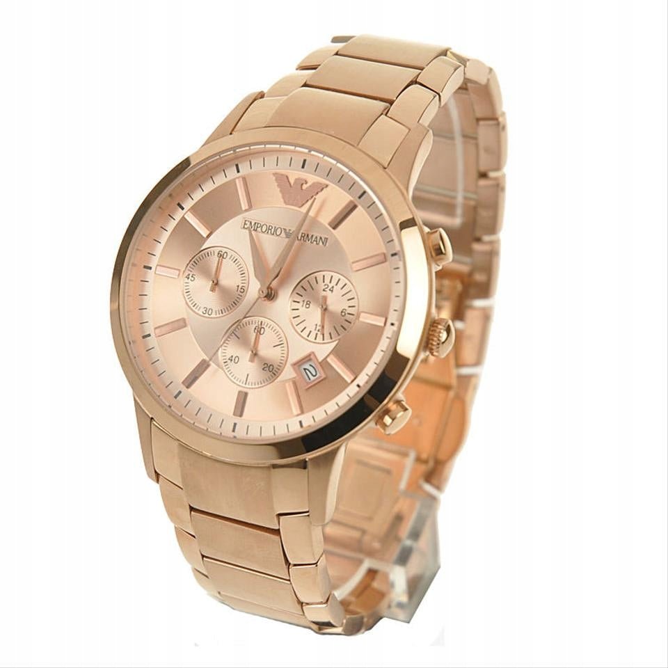 Shop Authentic Emporio Armani Classic Rose Gold Chronograph Steel Strap Watch For Men - AR2452 - Luxxuri