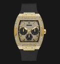 Shop Authentic Guess Phoenix Multifunction Crystals Gold Dial Black Silicone Strap Watch For Men - GW0048G2 - Luxxuri