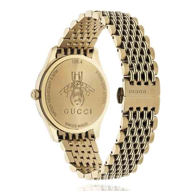 Shop Authentic Gucci G Timeless Quartz Silver Dial Gold Steel Strap Watch For Women - YA1264155 - Luxxuri