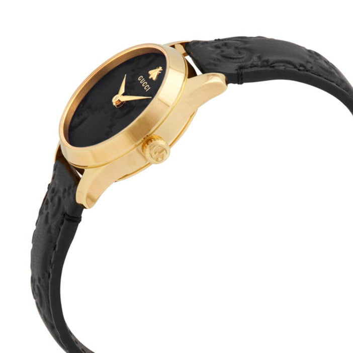 Shop Authentic Gucci G Timeless Quartz Black Dial Black Leather Strap Watch For Women - YA126581A - Luxxuri