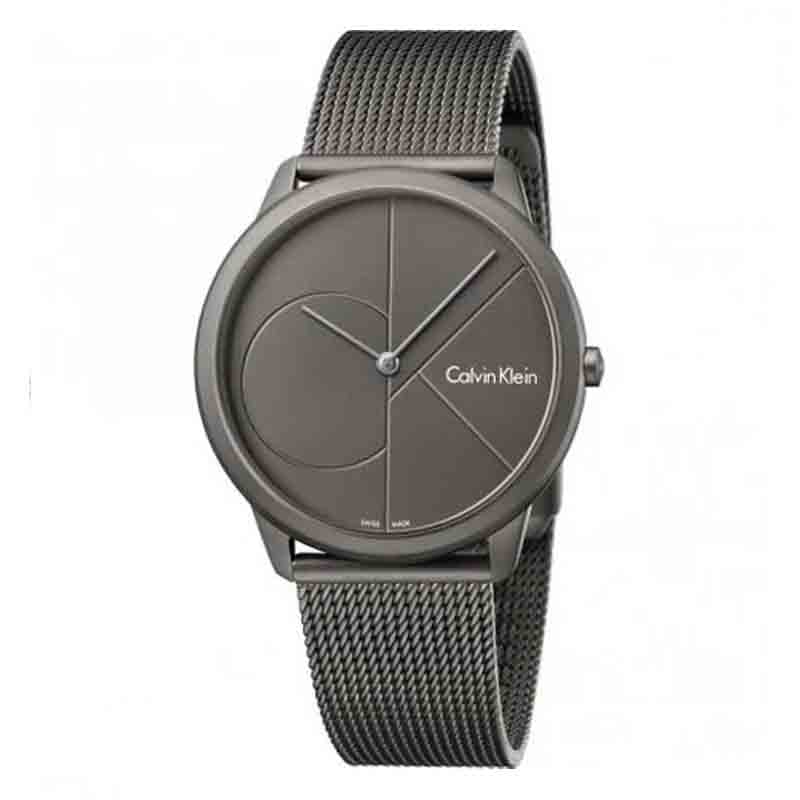 Shop Authentic Calvin Klein Minimal Grey Dial Grey Mesh Bracelet Watch for Men - K3M517P4 - Luxxuri