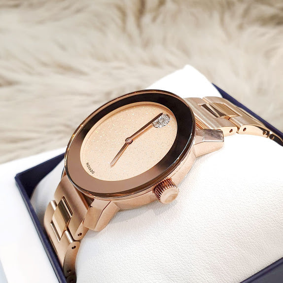 Shop Authentic Movado Bold Rose Gold Dial Rose Gold Steel Strap Watch For Women - 3600335 - Luxxuri