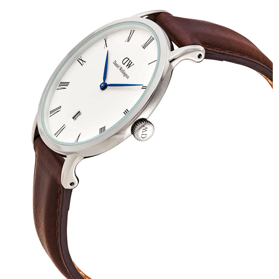Shop Authentic Daniel Wellington Dapper Bristol White Dial Brown Leather Strap Watch For Women - DW00100090 - Luxxuri