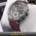 Shop Authentic Guess Headline Multifunction Grey Dial Burgundy Silicone Strap Watch For Men - GW0571G4 - Luxxuri