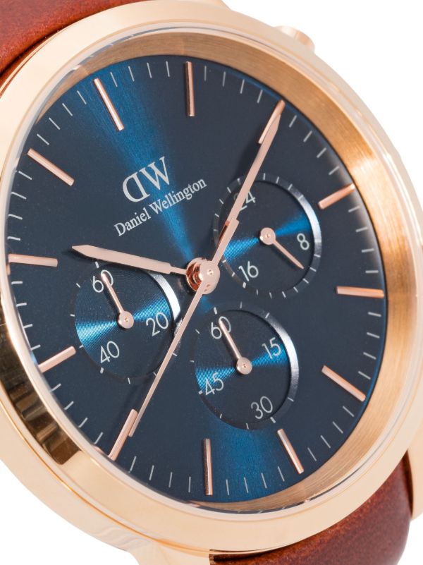 Shop Authentic Daniel Wellington Iconic Chronograph Blue Dial Brown Leather Strap Watch For Men - DW00100639 - Luxxuri