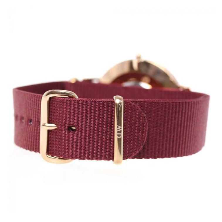 Shop Authentic Daniel Wellington Classic Roselyn Black Dial Maroon Nylon Strap Watch For Women - DW00100273 - Luxxuri