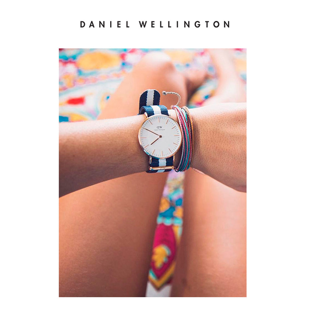 Shop Authentic Daniel Wellington Classic Glasgow White Dial Two Tone NATO Strap Unisex Watch - DW00100047 - Luxxuri