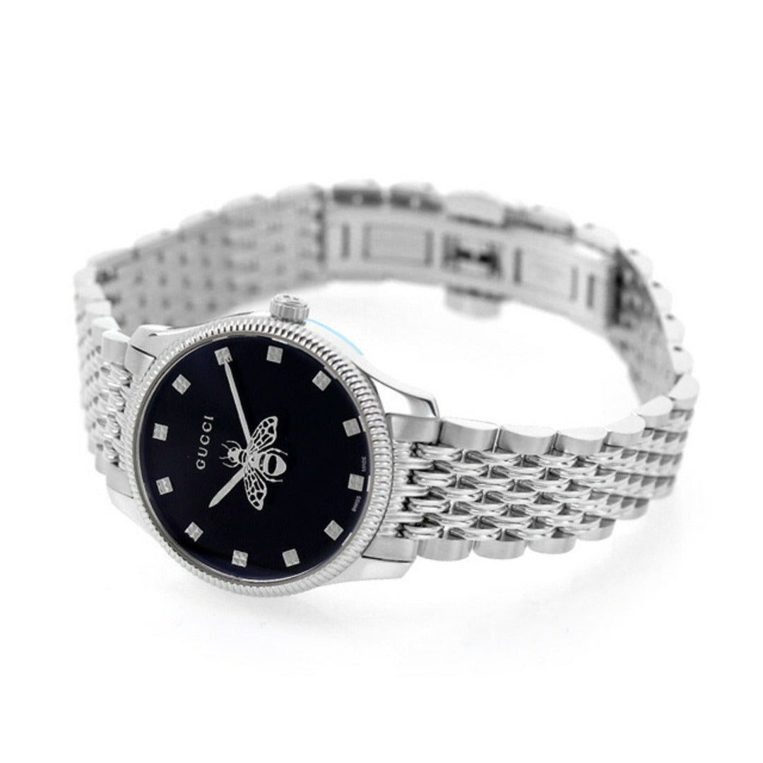 Shop Authentic Gucci G Timeless Quartz Black Dial Silver Steel Strap Watch For Women - YA1265020 - Luxxuri