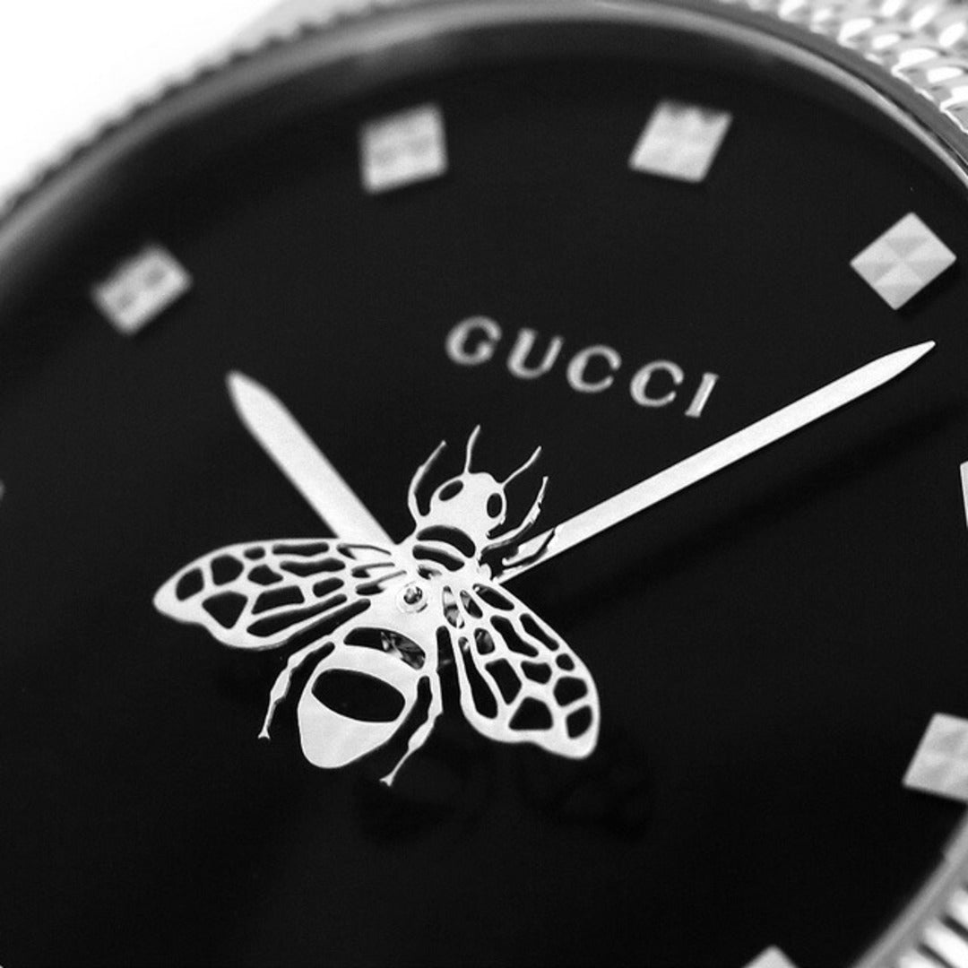 Shop Authentic Gucci G Timeless Quartz Black Dial Silver Steel Strap Watch For Women - YA1265020 - Luxxuri