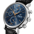 Shop Authentic IWC Portofino Chronograph Blue Dial Black Leather Strap Watch for Men - IW391036 - Luxxuri