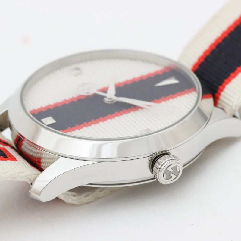 Shop Authentic Gucci G Timeless Quartz White Dial Two Tone NATO Strap Watch For Men - YA1264071 - Luxxuri