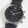 Shop Authentic Emporio Armani Luigi Chronograph Black Dial Black Leather Watch For Men - AR1828 - Luxxuri