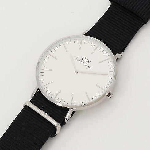 Shop Authentic Daniel Wellington Classic Cornwall White Dial Black Nylon Strap Watch For Men - DW00100258 - Luxxuri