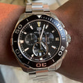 Shop Authentic Tag Heuer Aquaracer Quartz Chronograph Black Dial Silver Steel Strap Watch for Men - CAY111A.BA0927 - Luxxuri
