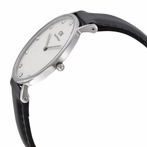 Shop Authentic Daniel Wellington Classy Sheffield White Dial Black Leather Strap Watch For Women - DW00100080 - Luxxuri