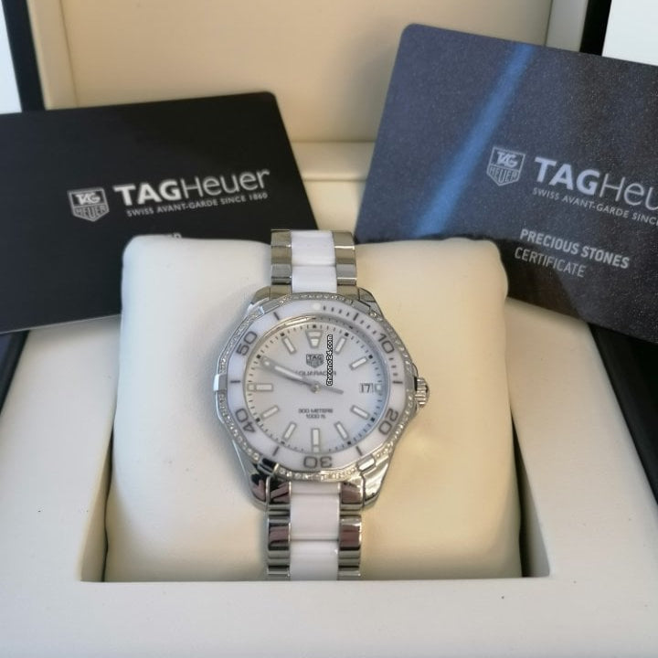 Tag Heuer Aquaracer Quartz White Dial Two Tone Steel Strap Watch Women - WAY131B.BA0914