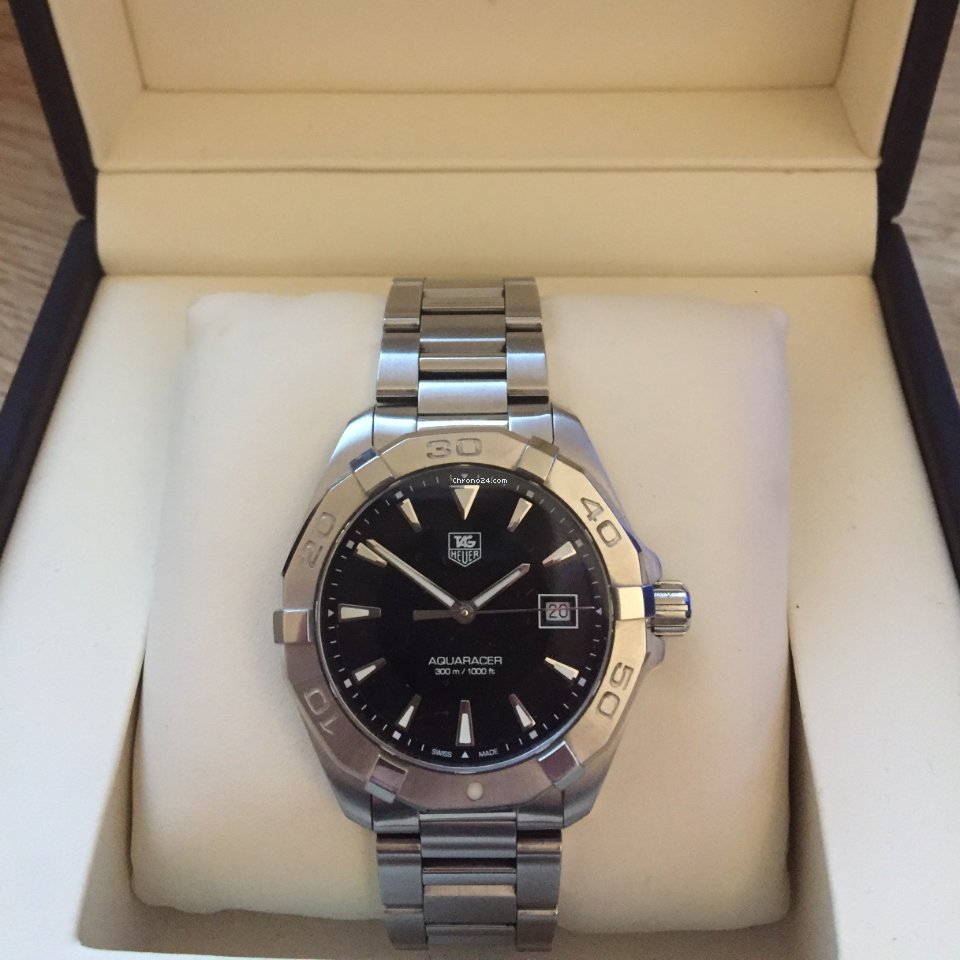 Shop Authentic Tag Heuer Aquaracer Quartz Black Dial Silver Steel Strap Watch for Men - WAY1110.BA0928 - Luxxuri