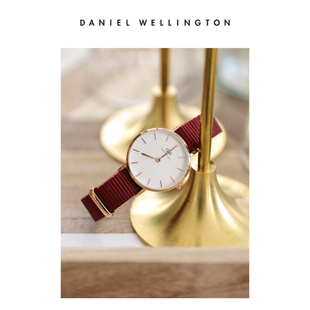 Shop Authentic Daniel Wellington Roselyn 3A Petite White Dial Red NATO Strap Watch For Women - DW00100293 - Luxxuri